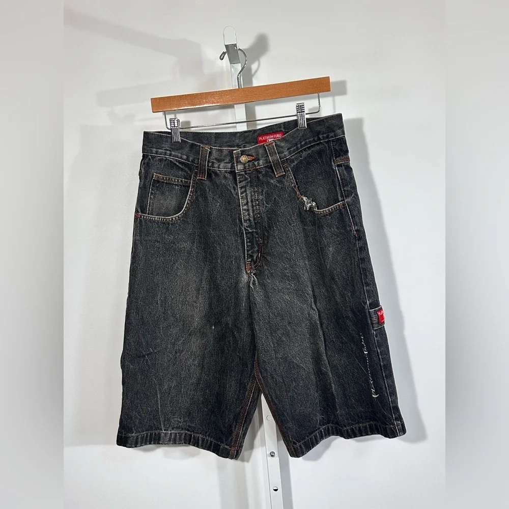PLATINUM FUBU Denim Carpenter Shorts Made in USA fat Albert Logo Y2K 32